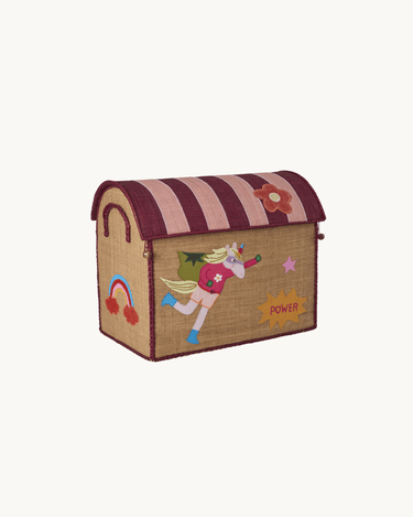 Medium Raffia Kurv 'Pink Helt'