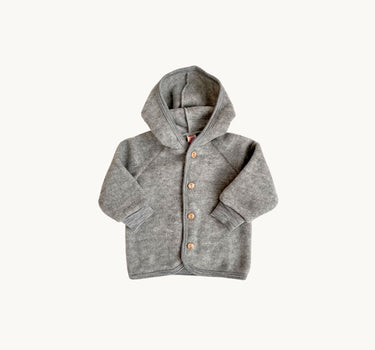 Merino Wool Fleece Jacket, Light Grey