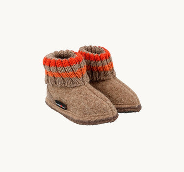 Wool Indoor Shoes, Beige & Orange