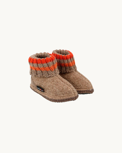 Wool Indoor Shoes Beige & Orange