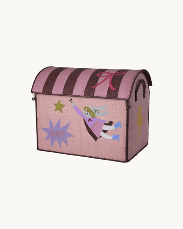 Stor Raffia Kurv 'Pink Helt'