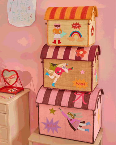 Lille Raffia Kurv 'Pink Helt'