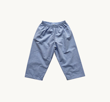 Cotton Pants, Blue Double White Stripes