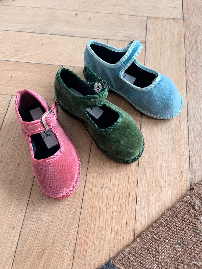 Maryjane Loafers, Blue Velvet
