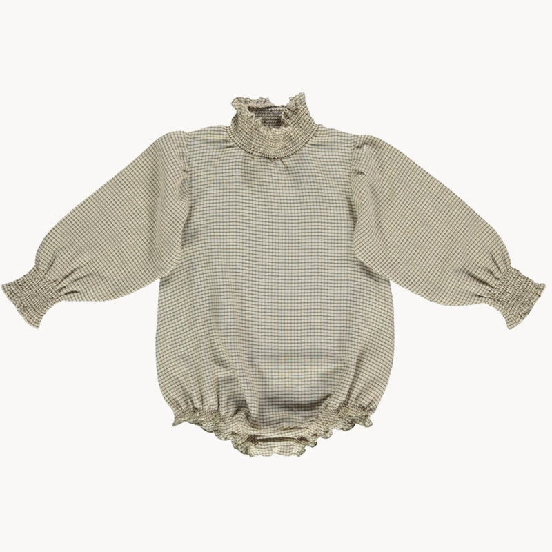 Smocked Check Romper