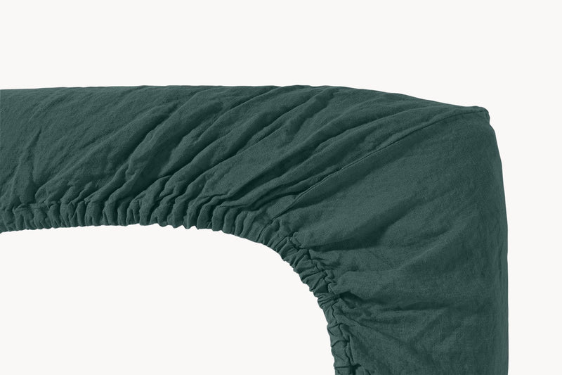 Linen Fitted Sheet, Junior in Vintage Green from Linge Particulier